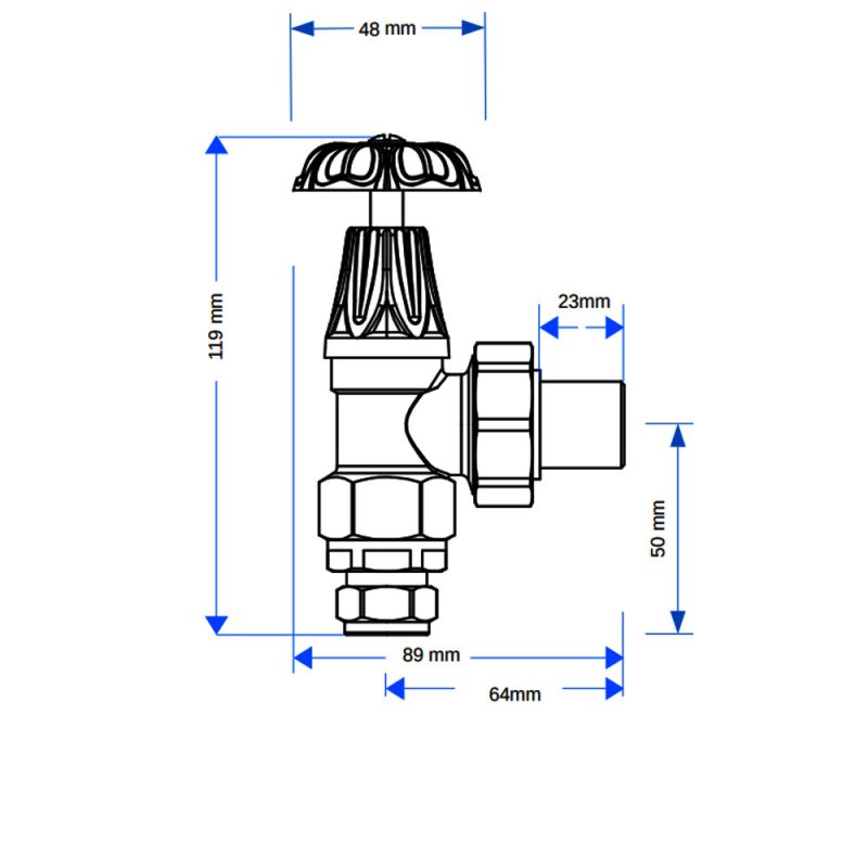 West Abbey Angled Manual Radiator Valves Pair - Pewter