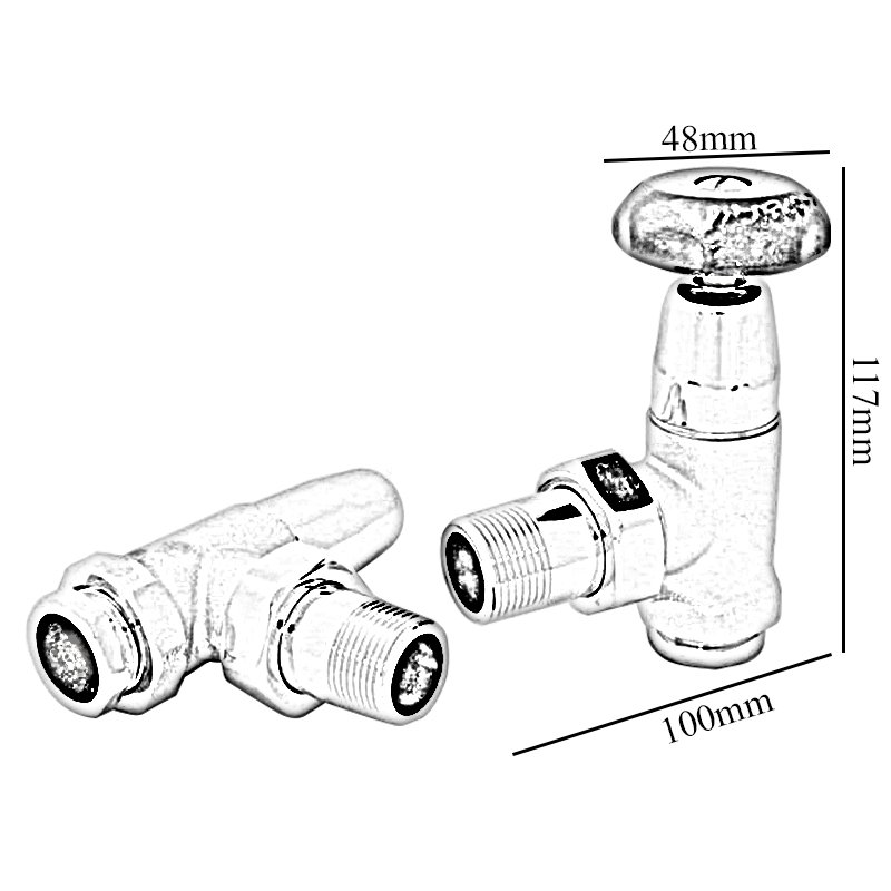 West Old School Radiator Valve and Lockshield 3/4 Inch - Chrome