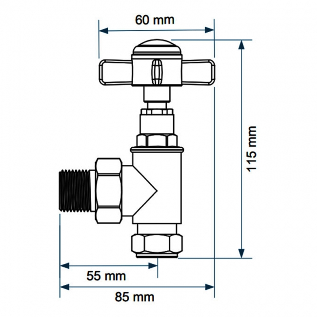 West Westminster Crosshead Angled Radiator Valves Pair - Satin Nickel