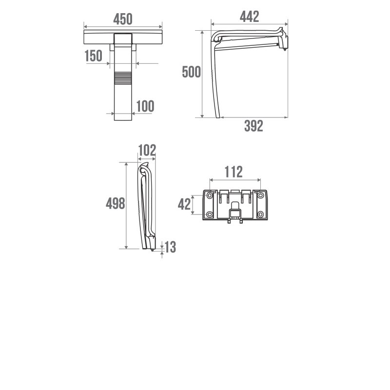 Wetroom Innovations Foldaway Shower Seat 442mm Projection - White