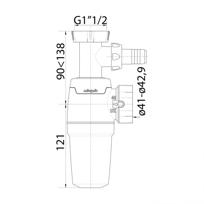 Wirquin Neo Zero Leak Kitchen Sink Bottle Trap with Appliance Spigot