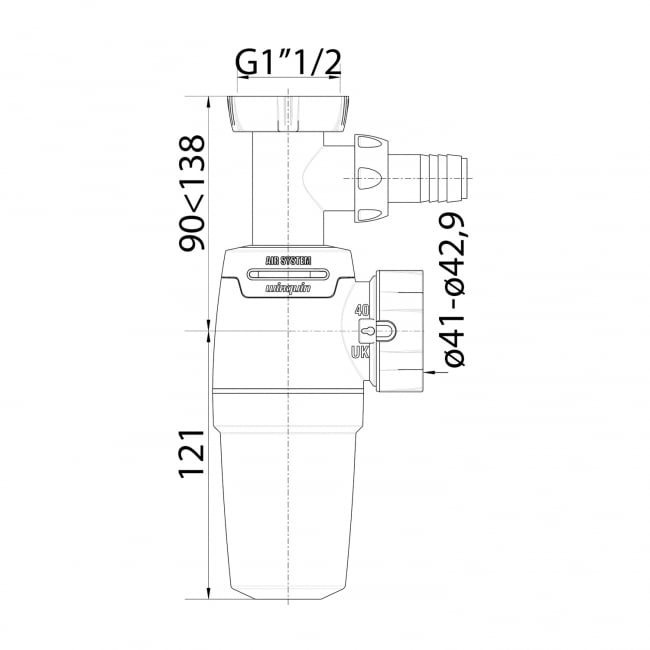 Wirquin Neo Air Zero Leak Kitchen Sink Bottle Trap with Appliance Spigot