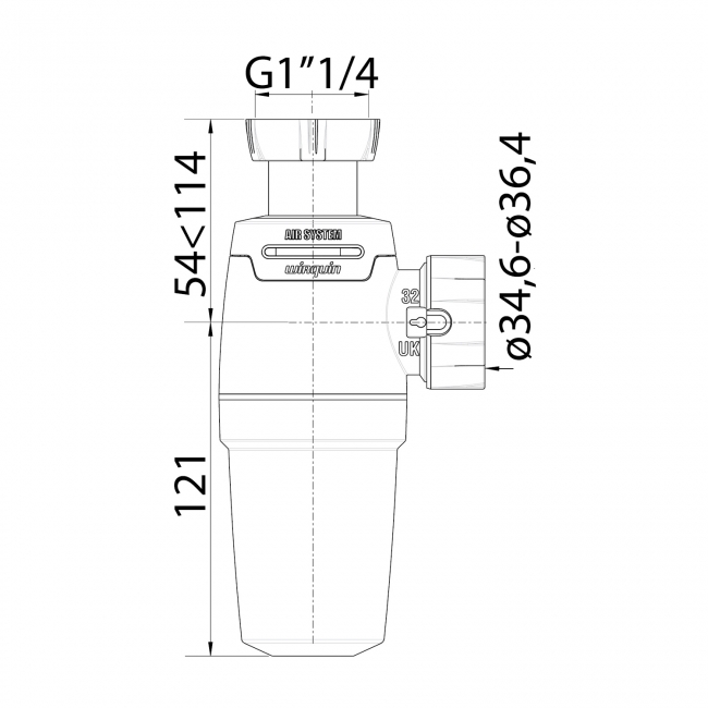 Wirquin Neo Air Zero Leak Basin Bottle Trap