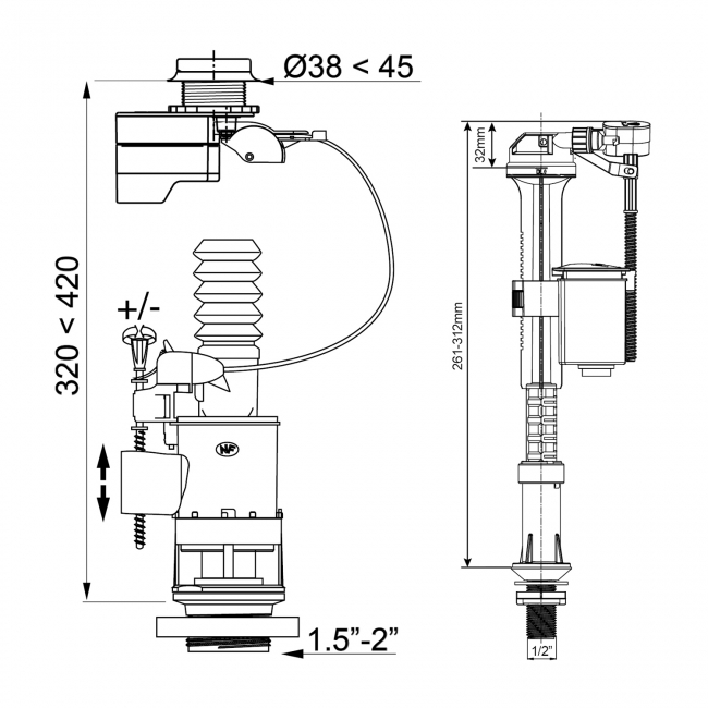 Wirquin Touchless Toilet Cistern Flushing Kit with Jollyfill Air Inlet Valve