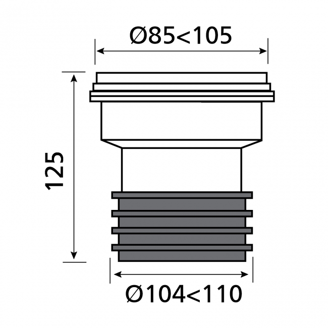Wirquin Straight WC Toilet Pan Connector 125mm