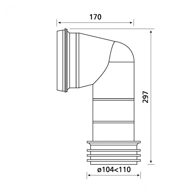 Wirquin 90 Degree WC Toilet Pan Connector 300mm
