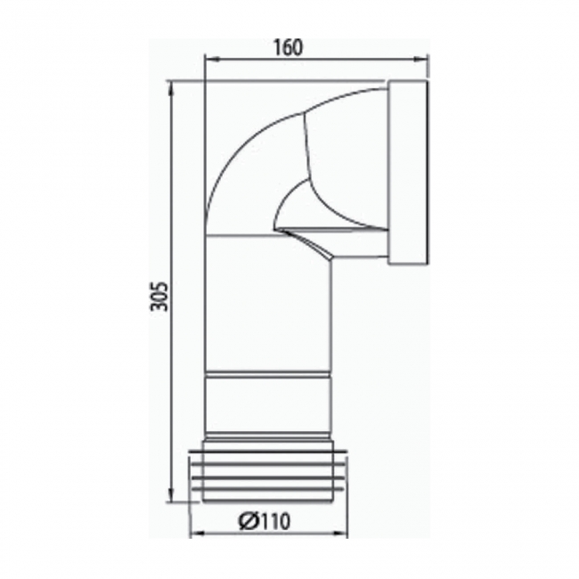 Wirquin 90 Degree Rigid WC Toilet Pan Connector 305mm