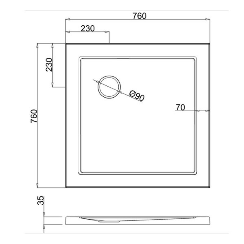 Britton Zamori Anti-Slip Square Shower Tray 760mm x 760mm - White