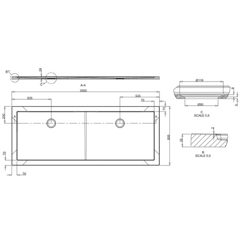 Britton Zamori AntiSlip Rectangular Shower Tray 2000mm x 800mm Z1345A