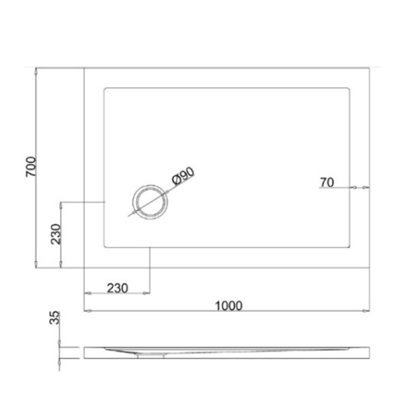 Britton Zamori Rectangular Shower Tray 1000mm x 700mm Z1165