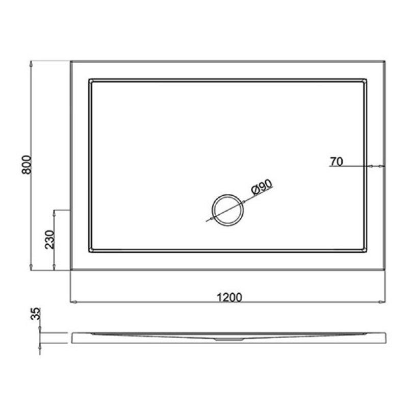 Britton Zamori Rectangular Shower Tray 1200mm x 800mm Z1175