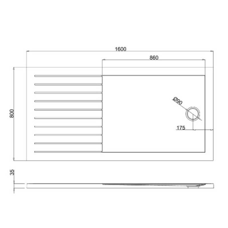 Britton Zamori WalkIn Rectangular Shower Tray 1600mm x 800mm Z1187