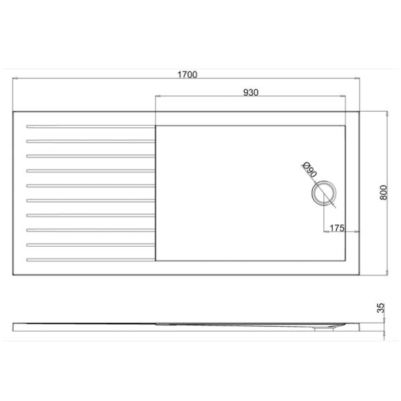 Britton Zamori WalkIn Rectangular Shower Tray 1700mm x 800mm Z1188A