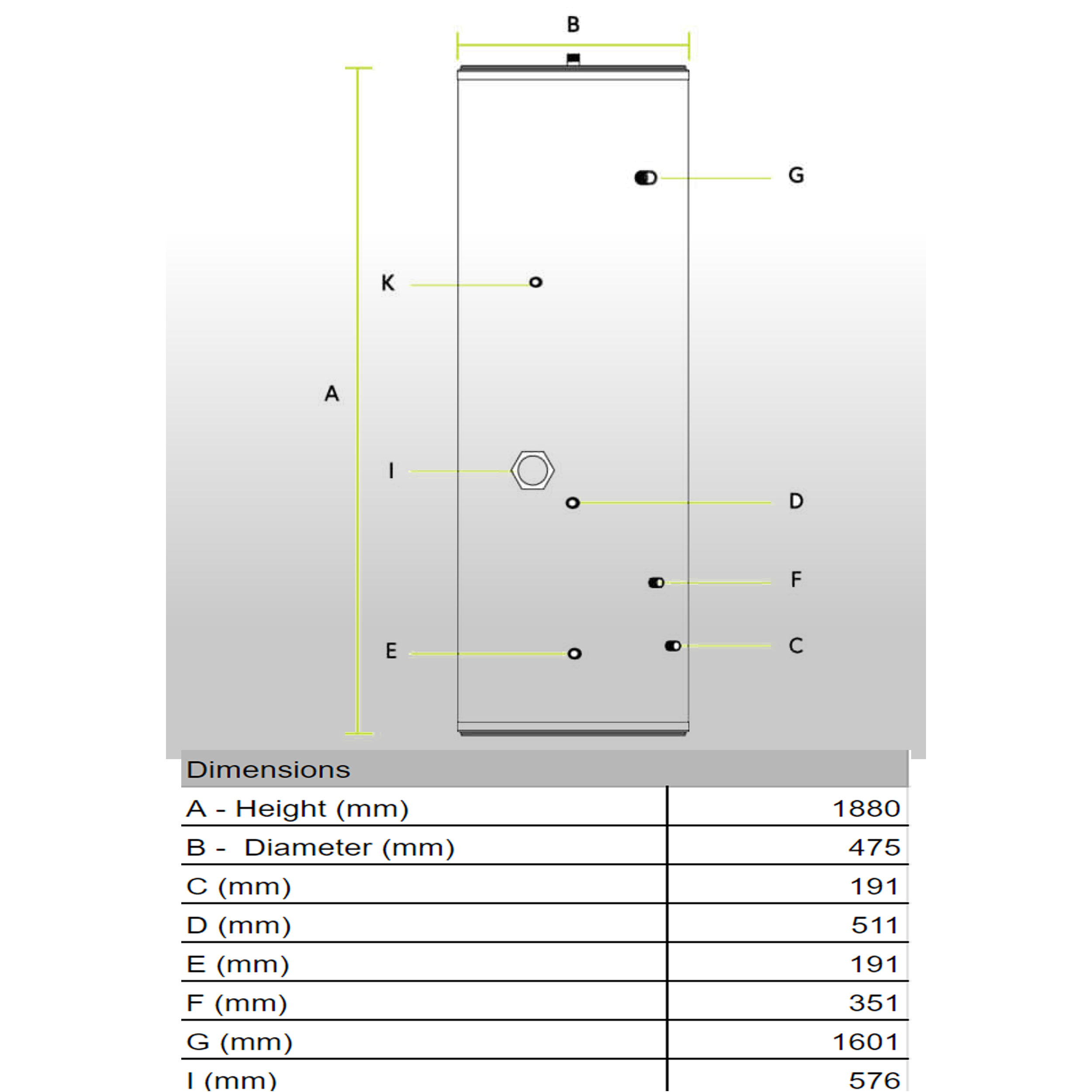 Joule Cyclone Slimline Unvented Cylinder | TCEMVI-0200SFC | Indirect | 200L
