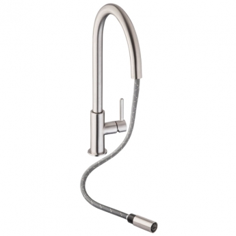 Abode Althia Side Lever Pull Out Kitchen Sink Mixer Tap - Brushed Nickel