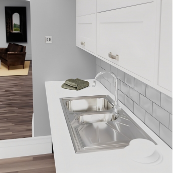 Abode Connekt 1.0 Bowl Inset Kitchen Sink with Nexa Sink Tap 860mm L x 500mm W - Stainless Steel