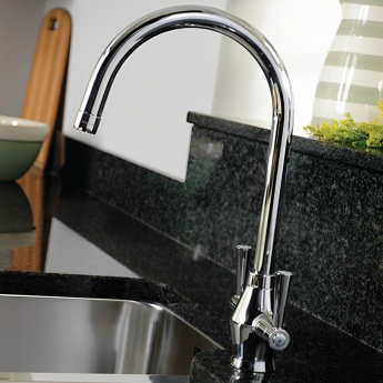 Abode Oriel 1.5 Bowl Granite Inset Kitchen Sink with Astral Sink Tap 950mm L x 480mm W - Black