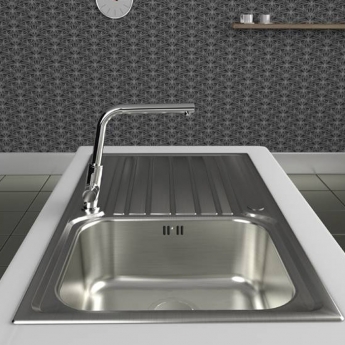 Abode Connekt 1.0 Bowl Inset Kitchen Sink 860mm L x 500mm W - Stainless Steel