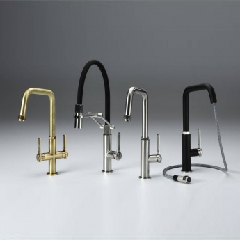 Abode Hex Single Lever Pull Out Kitchen Sink Mixer Tap - Brushed Nickel