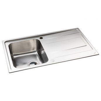 Abode Ixis Compact 1.0 Bowl Inset Kitchen Sink 860mm L x 500mm W - Stainless Steel