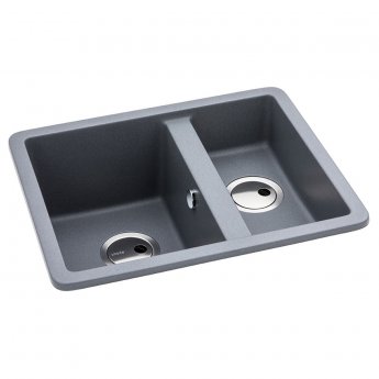 Abode Matrix SQ GR15 1.5 Bowl Granite Inset Kitchen Sink 560mm L x 460mm W - Grey Metallic