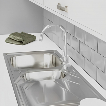Abode Matrix 1.5 LH Bowl Kitchen Sink with Nexa Sink Tap 572mm L x 450mm W - Stainless Steel