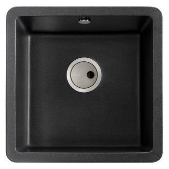 Abode Matrix SQ GR15 1.0 Bowl Granite Inset Kitchen Sink 460mm L x 460mm W - Black Metallic