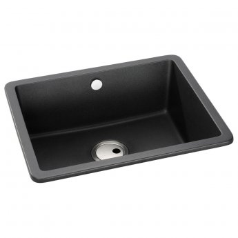 Abode Matrix SQ GR15 1.0 Bowl Granite Inset Kitchen Sink 560mm L x 460mm W - Black Metallic