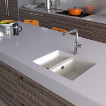 Abode Matrix SQ GR15 1.5 Bowl Granite Inset Kitchen Sink 560mm L x 460mm W - White