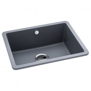 Abode Matrix SQ GR15 1.0 Bowl Granite Inset Kitchen Sink 560mm L x 460mm W - Grey Metallic