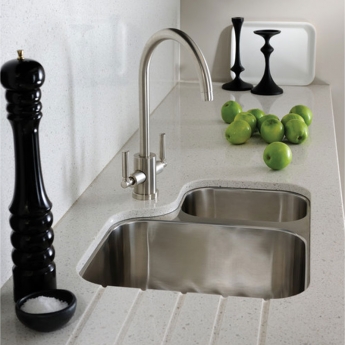 Abode Matrix R50 1.5 Left Handed Bowl Undermount Kitchen Sink 572mm L x 450mm W - Stainless Steel