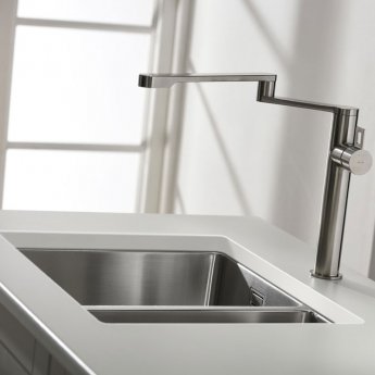 Abode Matrix R15 1.5 Left Handed Bowl Undermount Kitchen Sink 580mm L x 440mm W - Stainless Steel