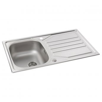 Abode Mikro 1.0 Bowl Inset Kitchen Sink With Waste 860mm L x 500mm W - Stainless Steel
