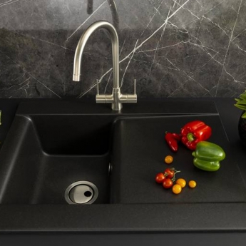 Abode Nexa Monobloc Dual Lever Kitchen Sink Mixer Tap - Brushed Nickel