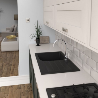 Abode Oriel 1.0 Bowl Granite Inset Kitchen Sink 780mm L x 480mm W - Black