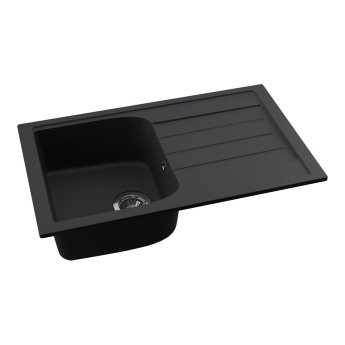Abode Oriel 1.0 Bowl Granite Inset Kitchen Sink 780mm L x 480mm W - Black Metallic | Product Image