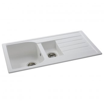 Abode Oriel 1.5 Bowl Granite Inset Kitchen Sink 950mm L x 480mm W - Frost White