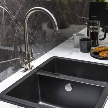 Abode Pico Monobloc Dual Lever Kitchen Sink Mixer Tap - Brushed Nickel