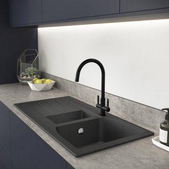 Abode Pico Monobloc Dual Lever Kitchen Sink Mixer Tap - Matt Black