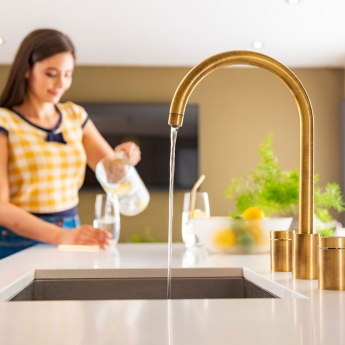 Abode Profile 4 IN 1 3 Part Kitchen Sink Mixer Tap with Proboil.4E Tank - Antique Brass