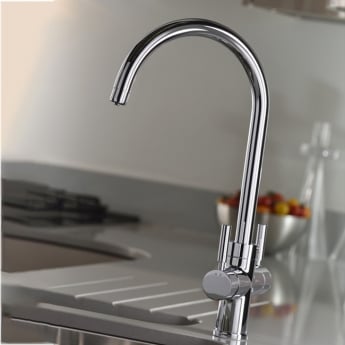 Abode Prostream 3 IN 1 Swan Spout Monobloc Kitchen Sink Mixer Tap - Chrome