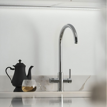 Abode Prothia 3 IN 1 Swan Spout Slimline Monobloc Kitchen Sink Mixer Tap - Chrome