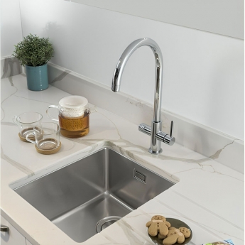 Abode Prothia 3 IN 1 Swan Spout Slimline Monobloc Kitchen Sink Mixer Tap - Chrome