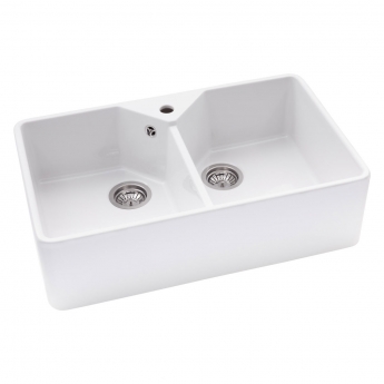 Abode Provincial Large 2.0 Bowl Ceramic Undermount Kitchen Sink 795mm L x 490mm W - White