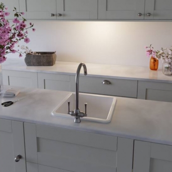 Abode Sandon 1.0 Bowl Ceramic Kitchen Sink 460mm L x 460mm W - White