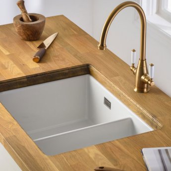 Abode Sandon 1.5 Bowl Ceramic Kitchen Sink 595mm L x 460mm W - White