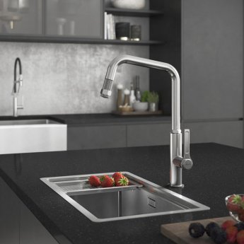 Abode Studio 1.0 Bowl Undermount Kitchen Sink With Waste Kit 500mm L x 300mm W - Stainless Steel