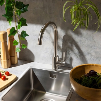 Abode Sway Single Lever Kitchen Sink Mixer Tap - Stainless Steel