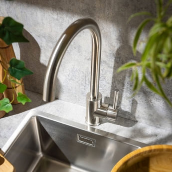 Abode Sway Single Lever Kitchen Sink Mixer Tap - Stainless Steel