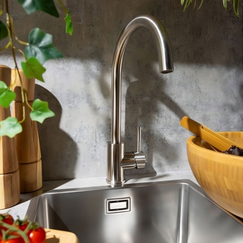 Abode Sway Single Lever Kitchen Sink Mixer Tap - Stainless Steel